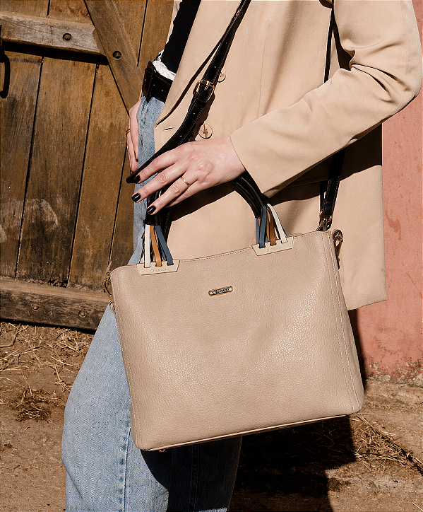 Bolsa Contemporâneo Chic - Alça dupla - Natural - Chenson Original 3485236