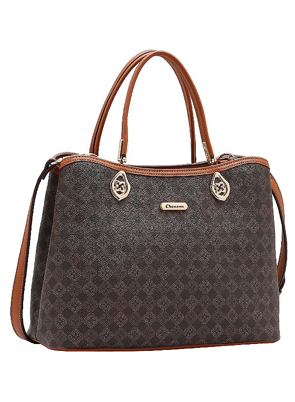Bolsa Elemento Gráfico Casual - Alça de Mão - Café - Chenson 3485287