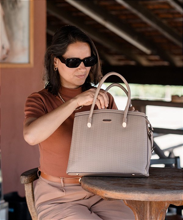 Bolsa Mini Tramas - Alça de Mão - Marrom - Chenson 3485331