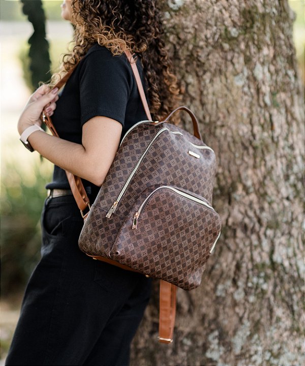 Mochila Elemento Gráfico Casual - Café - Chenson Original 8485286