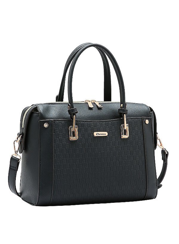 Bolsa Textura Chic - Alça de Mão - Preto - Chenson 3485301