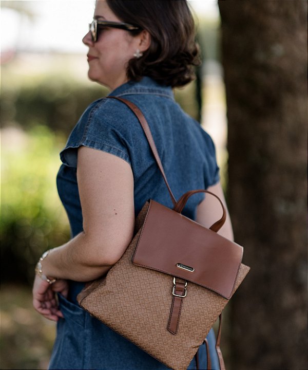 Mochila Feminina Chenson Original - Contrastes - Café - 8485324