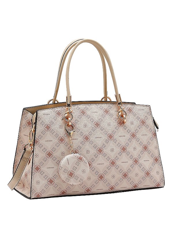 Bolsa de Mão Monograma Contemporâneo - Bege - Chenson 3485376
