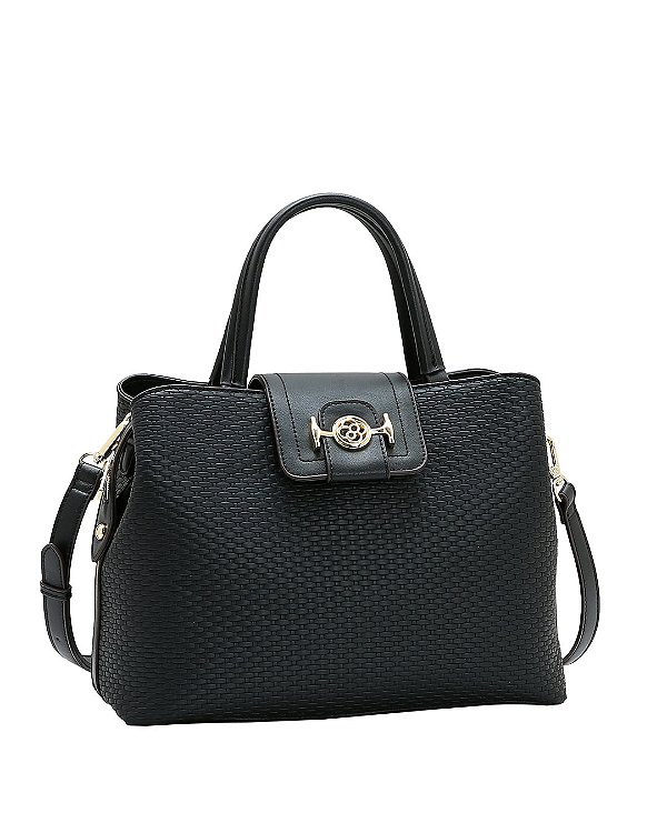 Bolsa clássica Mini Texturas - Alça de Mão - Chenson 3485673 - Preto