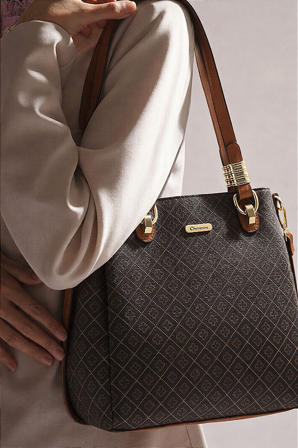Bolsa Elemento Gráfico - Alça de Mão - Chenson 3485611 - Café
