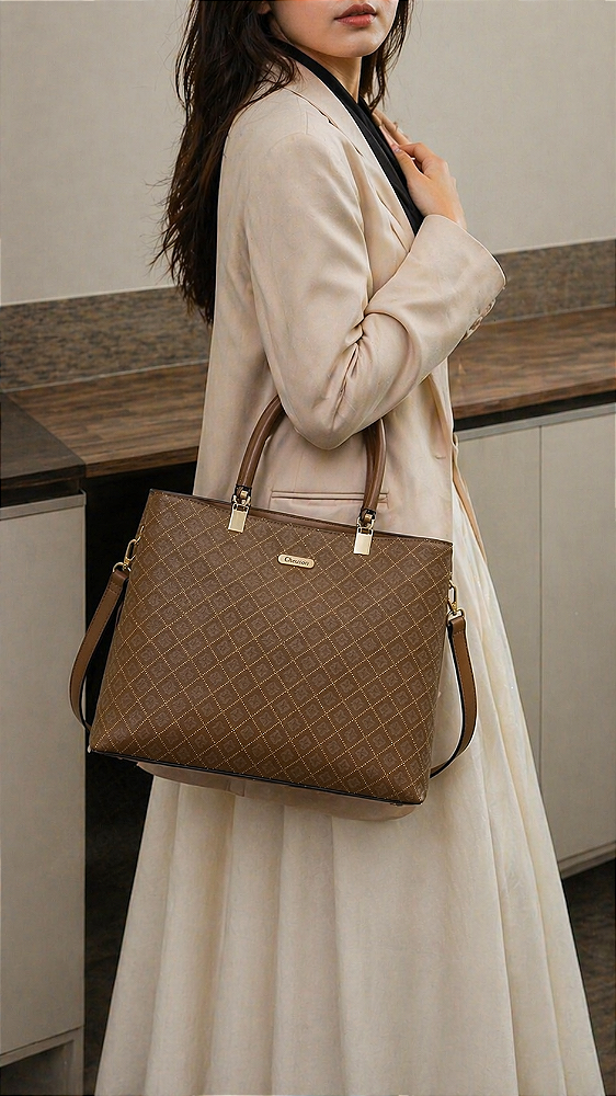 Bolsa Elemento Gráfico - Alça de Mão - Chenson 3485614 - Natural