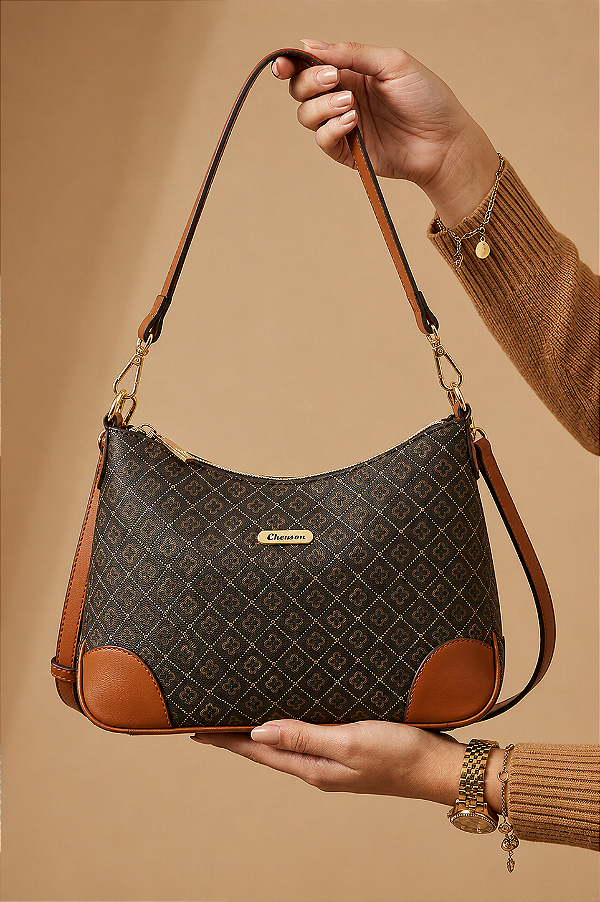 Bolsa Elemento Gráfico - Alça de Ombro - Chenson 3485615 - Café