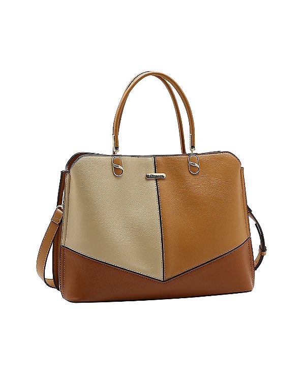 Bolsa Grande Patchwork Classico - Alça de Mão - Chenson 3485676 - Marrom