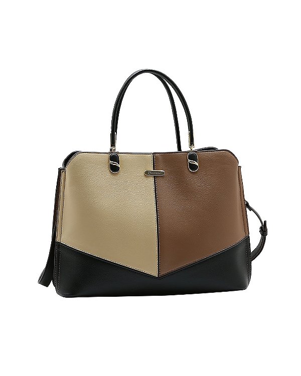 Bolsa Grande Patchwork Classico - Alça de Mão - Chenson 3485676 - Preto