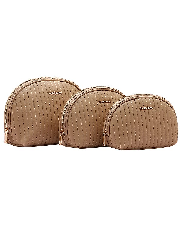 Kit 3 Necessaire Feminina Frasqueira Viagem - Chenson 0484917 - Bege