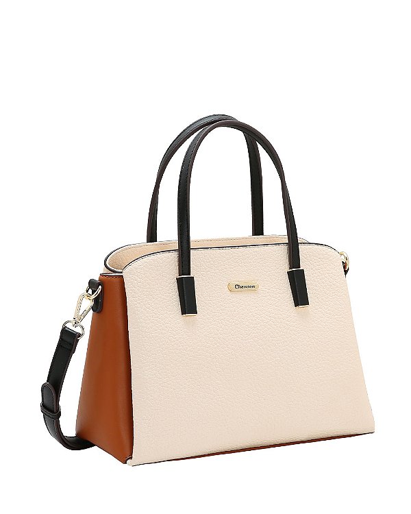 Bolsa média Contrastes - Alça de Mão - Chenson 3485697 - Bege
