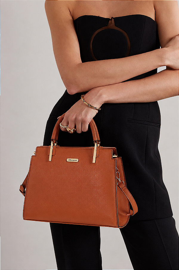Bolsa Tote Casual Chic - Alça de Mão - Chenson 3485694 - Marrom