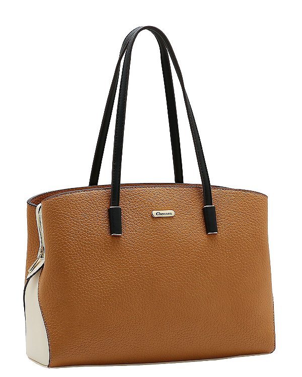 Bolsa Tote Contrastes - Alça de Ombro - Chenson 3485696 - Marrom