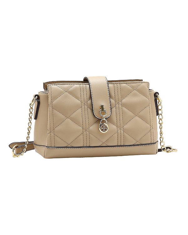 Bolsa Matelassê Elegance - Transversal - Chenson 3485682 - Natural