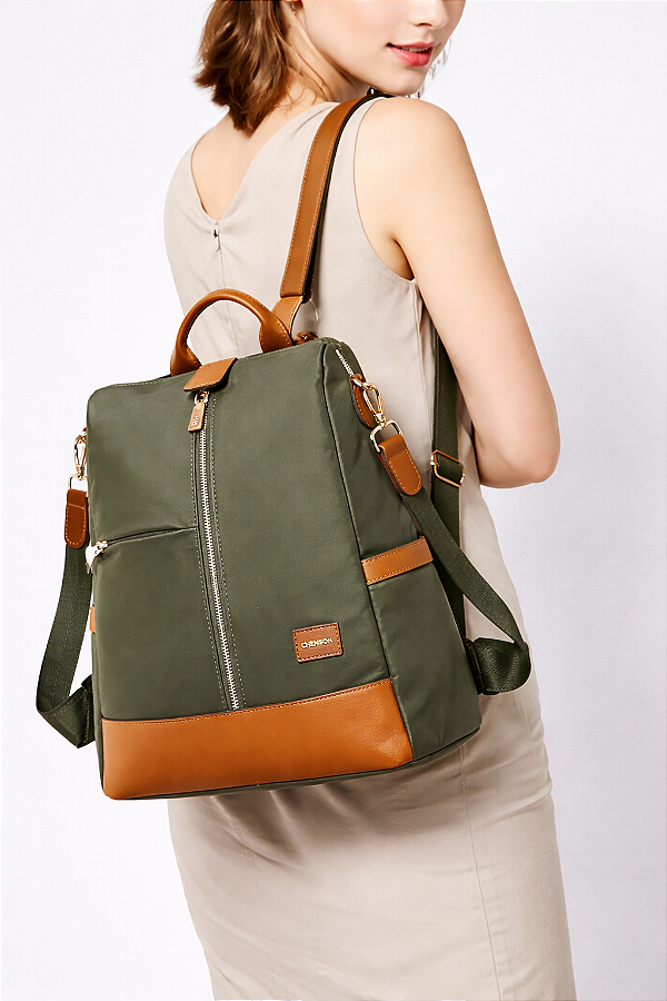 Mochila Casual Feminina Anti-furto - Twill Nylon - Chenson 8785337 Verde Musgo