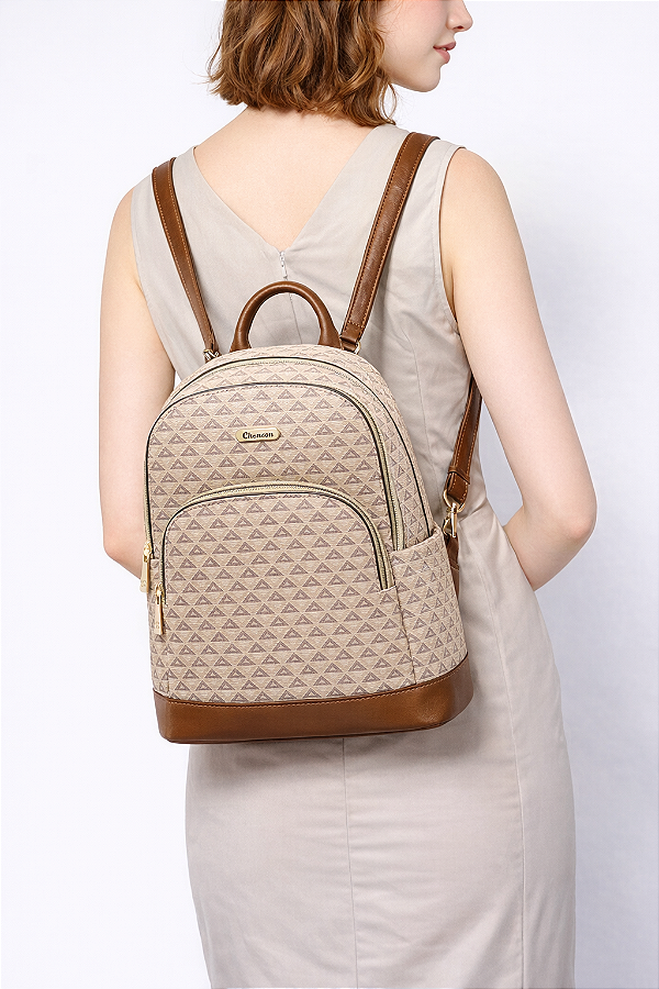 Mochila Feminina New Elemento Gráfico - Chenson 8485618 - Bege