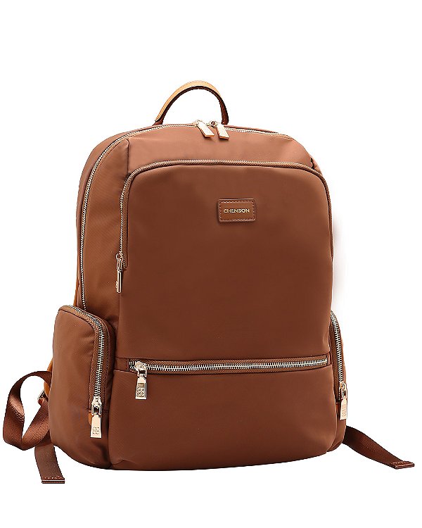Mochila Executiva Feminina Notebook - Twill Nylon - Chenson 8785335 Café