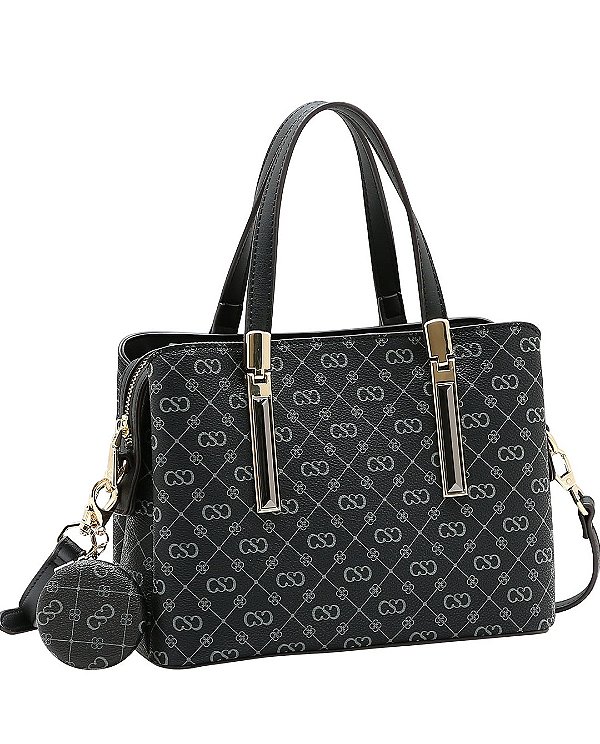 Bolsa Tote Monograma Elegance - Alça de Mão - Chenson 3485502 - Preto