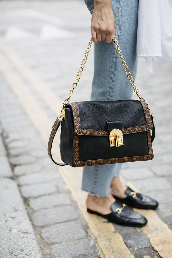Bolsa Detalhe Monograma - Alça de Ombro - Chenson 3485545 - Preto