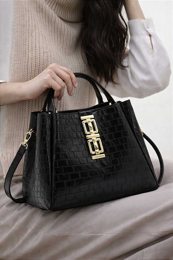 Bolsa Hobo Matelassê Elegance - Alça de Mão - Chenson 3485555 - Preto