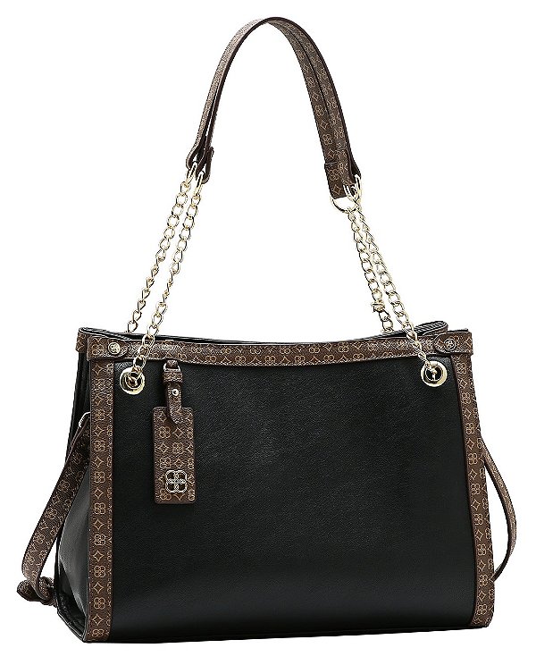Bolsa Shoulder Detalhe Monograma - Alça de Ombro - Chenson 3485541 - Preto