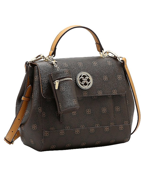 Bolsa Tipo Satchel New Monograma - Alça de Mão - Chenson 3485521 - Café