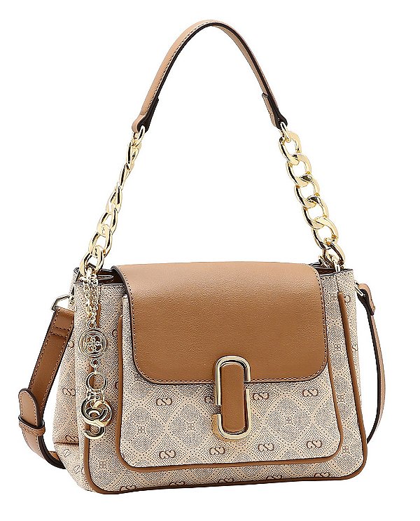 Bolsa tipo Sholder Monograma Pontilhado - Alça de Ombro - Chenson 3485533 - Bege