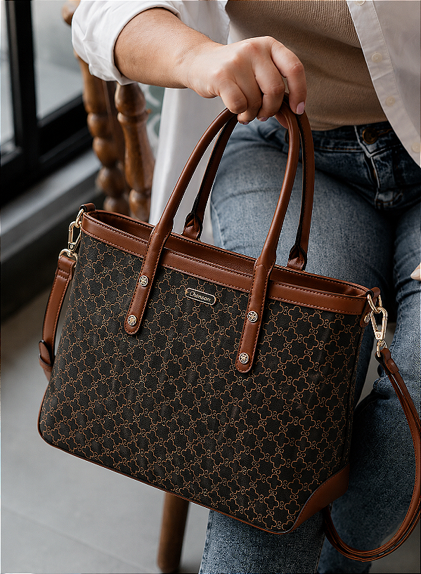 Bolsa Shopper Elemento Gráfico - Alça de mão - Chenson 3485888 Café