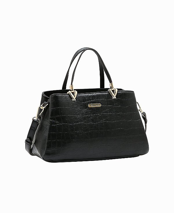 Bolsa Satchel Croco - Alça de mão - Chenson 3485959 Preto