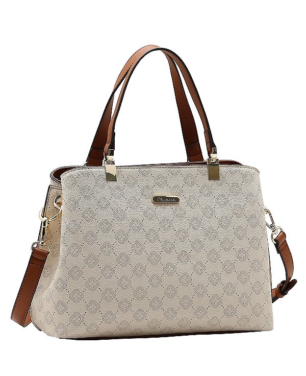 Bolsa Tote Clássica - Elemento Gráfico - Alça de Mão - Chenson 3485881 Bege