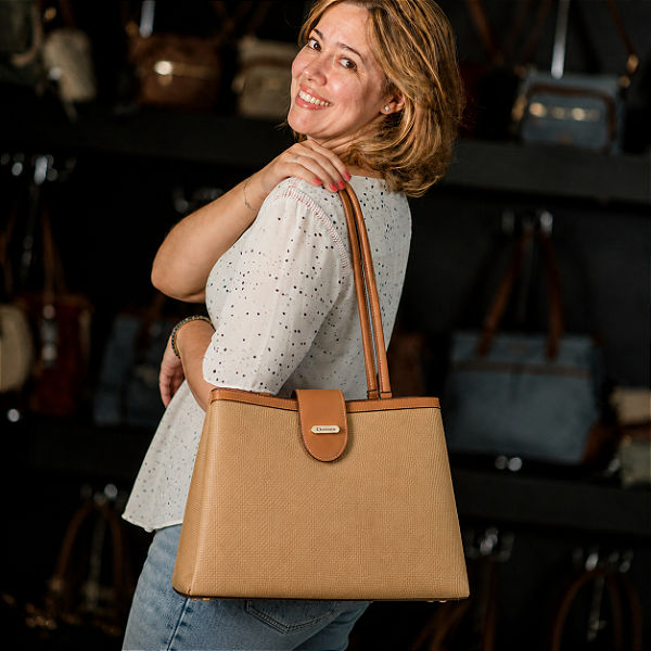 Bolsa Tote Clássica Atemporal - Alça de Ombro - Chenson 3485948 Bege