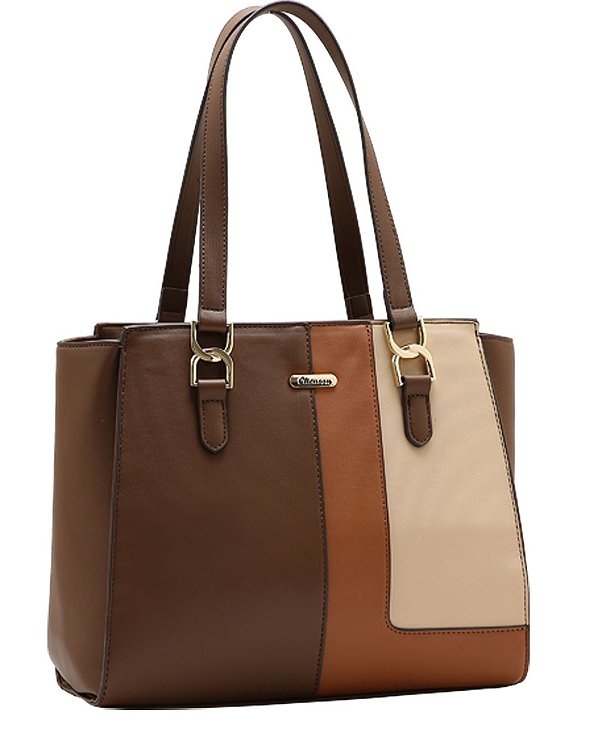 Bolsa Tote de Ombro Patchwork - Chenson 3485931 Café