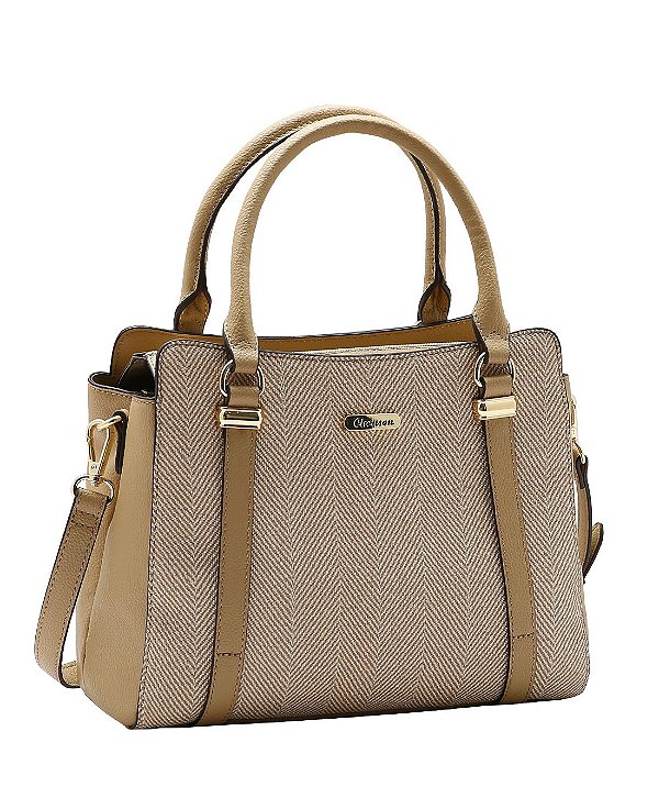 Bolsa Tote Contrastes - Alça de Mão - Chenson 3485924 Bege