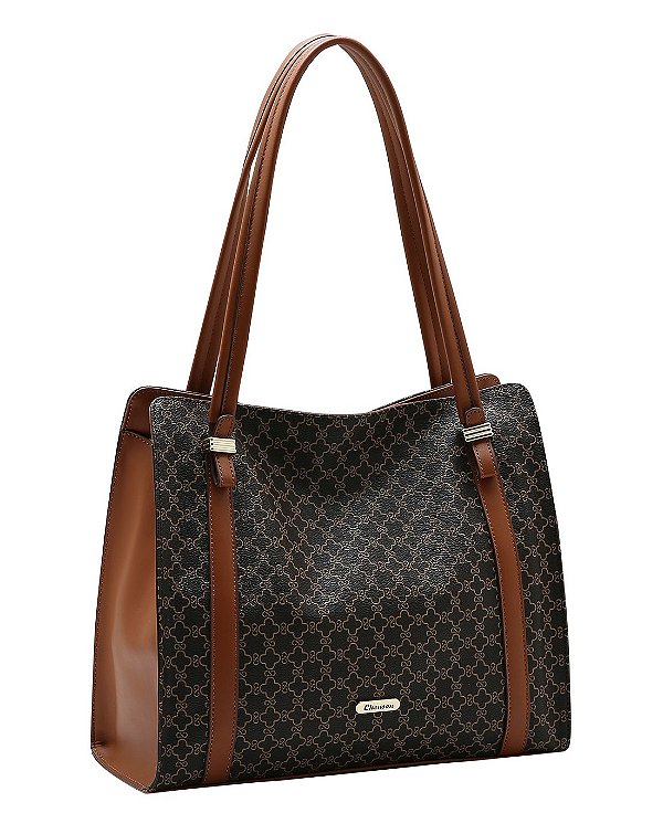 Bolsa Tote Elemento Gráfico - Alça de Ombro -Chenson 3485883 Café