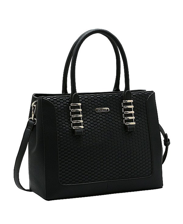 Bolsa Tote Estruturada - Texturizada - Alça de mão - Chenson 3485949 Preto