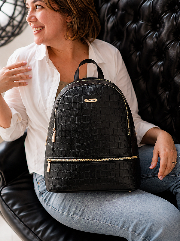 Mochila Feminina Croco - Chenson 8485960 Preto
