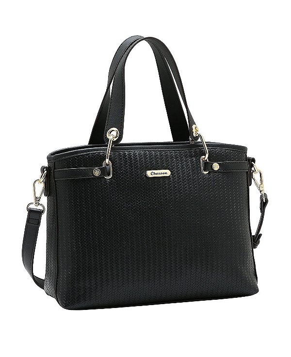 Bolsa Tote Estruturada - Texturas - Alça de Mão - Chenson 3485973 Preto