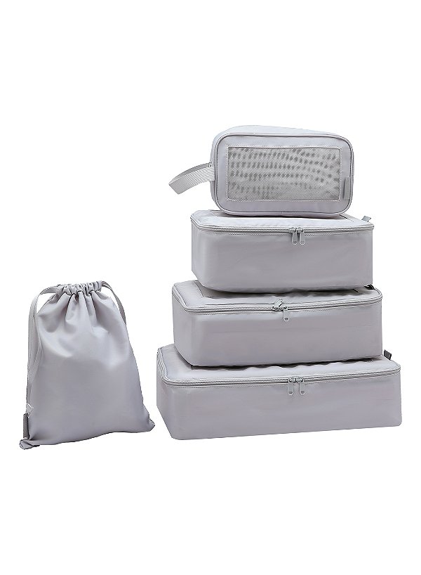 Kit Necessaire Organizador Mala de Viagem 5 peças Republic Vix 0734259 Off White