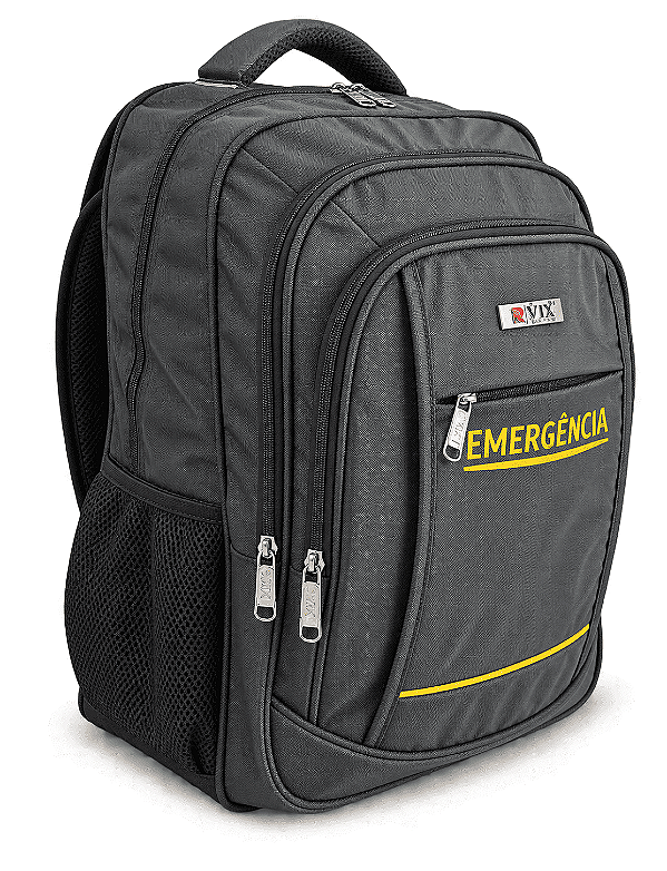 Mochila Nylon Impermeável - com inscrição Emergência - Preto