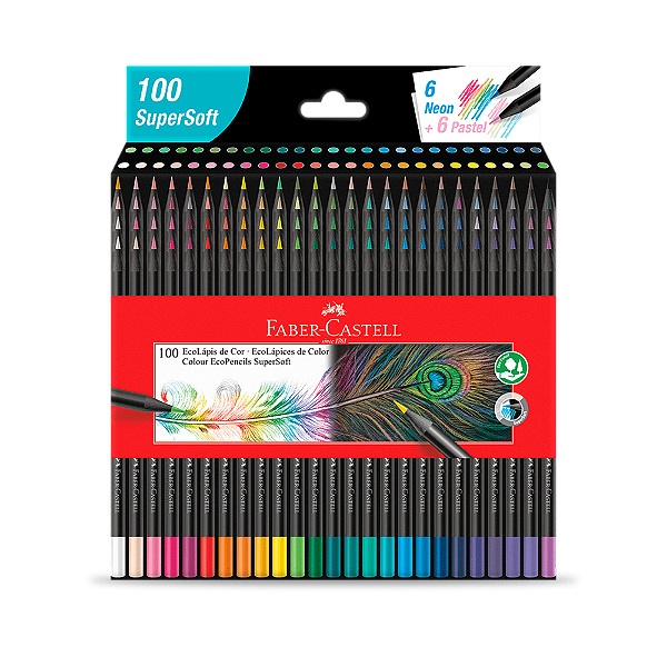 Lápis De Cor Faber Castell EcoLápis Supersoft - 1 Estojo Com 100 Cores