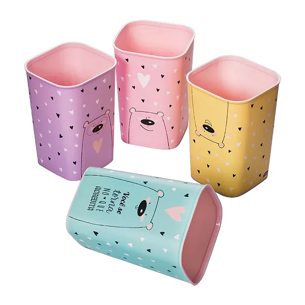 Porta Lápis/Canetas Decoração Cute Plasutil - Pacote Com 4 Unidades