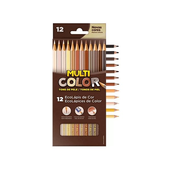 Lápis De Cor Tons De Pele 12 cores Faber Castell Multicolor