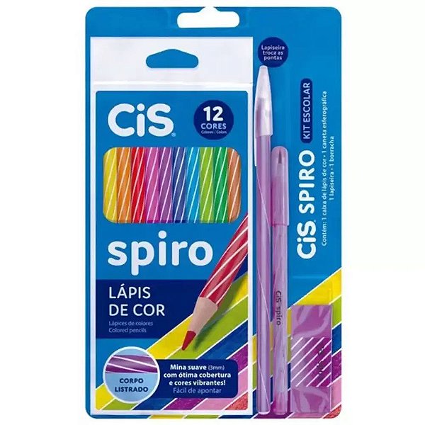 Kit Escolar CIS Spiro 4 Peças Lilás