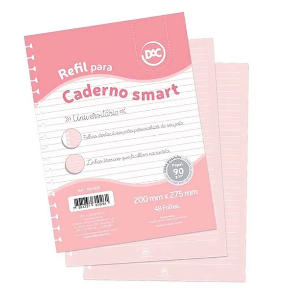 Refil Caderno Smart Universitário 48 fls Rosa - DAC