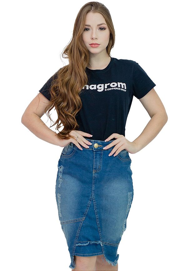 Saia Jeans Moda Evangélica Estonada Anagrom Ref.176 - Anagrom - Loja de Moda  Evangélica a Preço Baixo