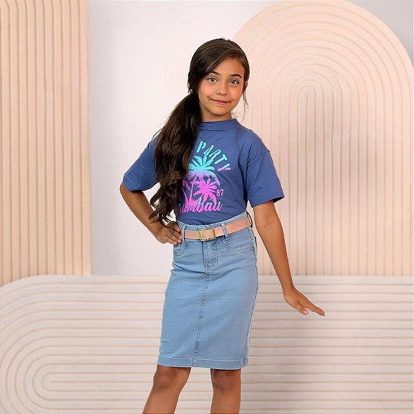 Saia Jeans Juvenil-Infantil Com Cinto Anagrom Ref.BI03