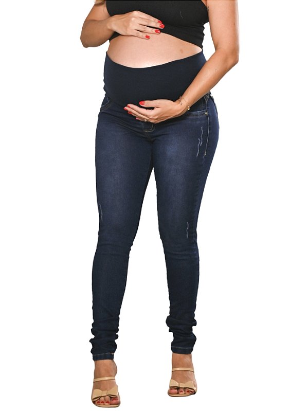 Calça Jeans Feminina P/ Grávidas Gestante C/ Elástico EMC01