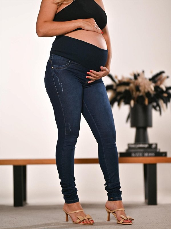 Calça Jeans Feminina P/ Grávidas Gestante C/ Elástico EMC01