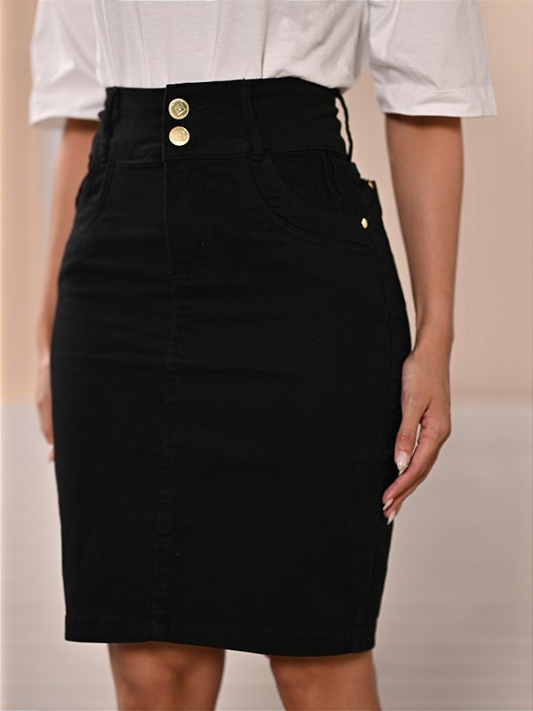 Saia Brim Evangélica Preta Ref.035