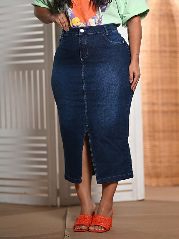 Saia Jeans Longa Plus Size Anagrom Ref.231P